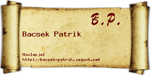 Bacsek Patrik névjegykártya